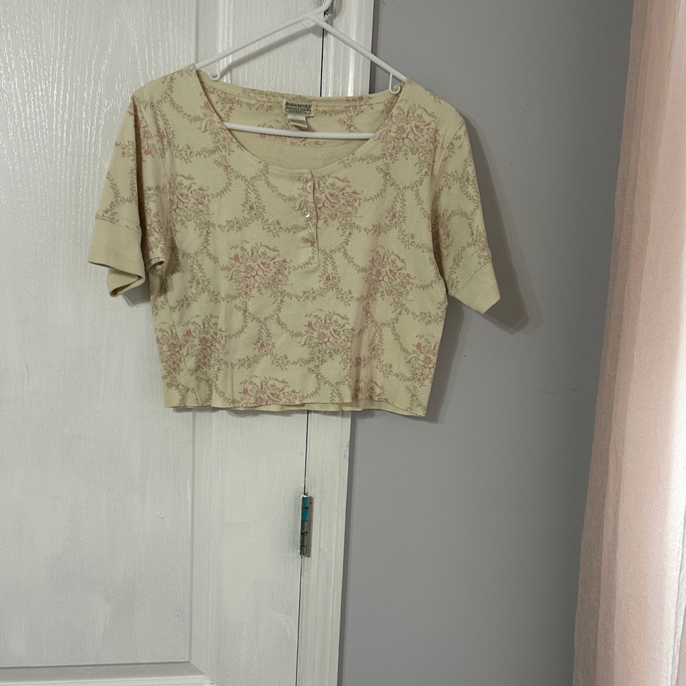 Banana Republic Cream and Pink Crop Top